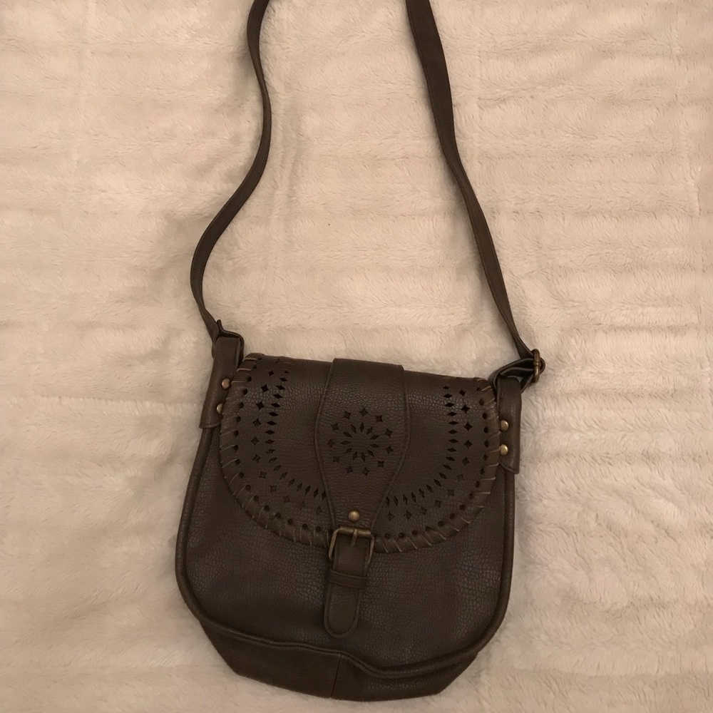 brown faux leather purse